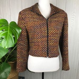 Earl Rutenberg jacket multicolored retro style pattern crop zip